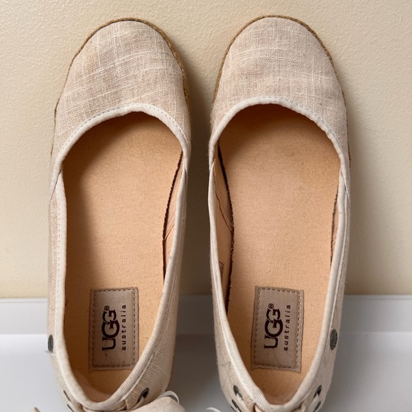 UGG Womens Shoes 6 Casual Slip-On Canvas Espadrilles Sand Loafers Bows Linen - Picture 5 of 12